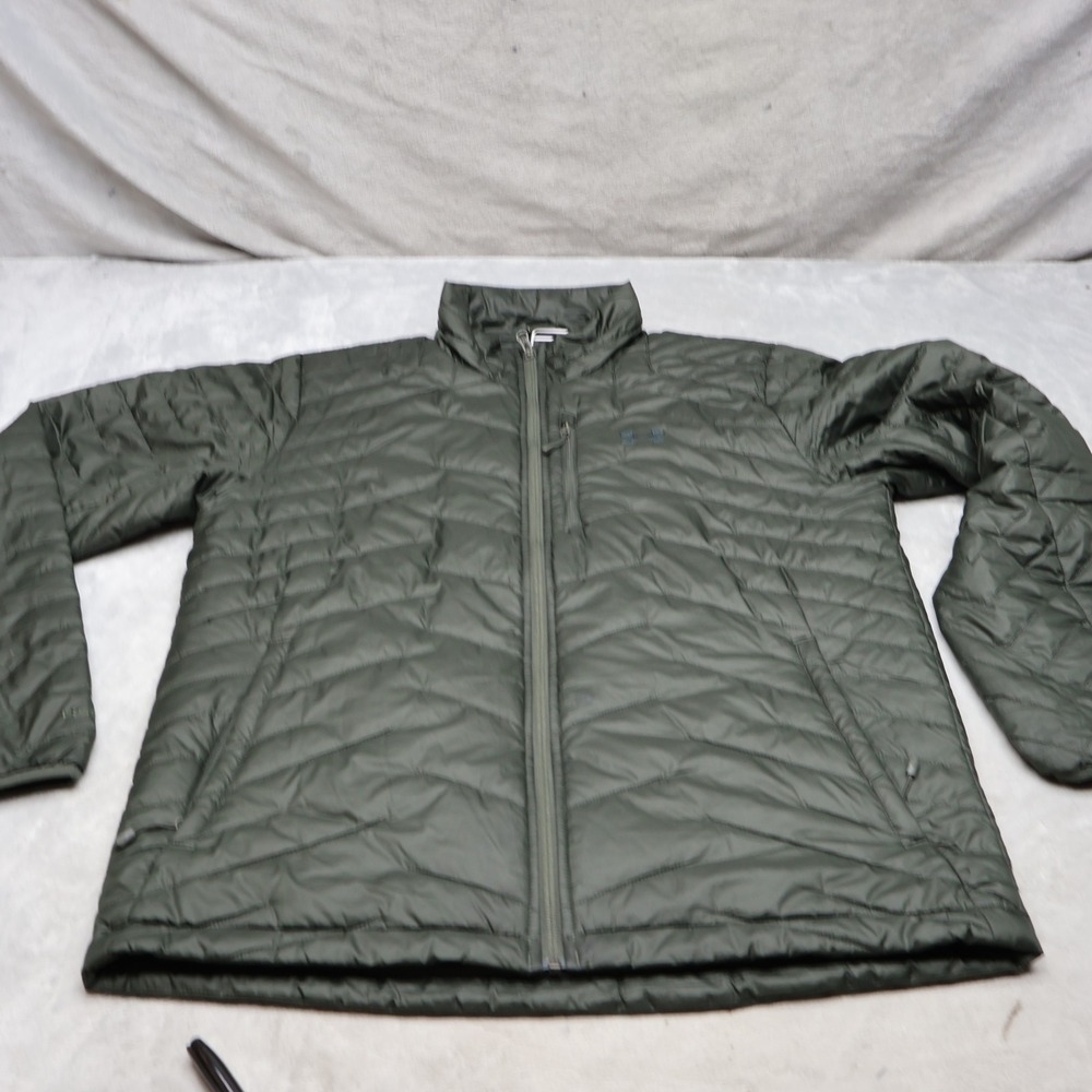 Under Armour Jacket Mens Large Green ColdGear Winter Quilted Puffer Outdoor